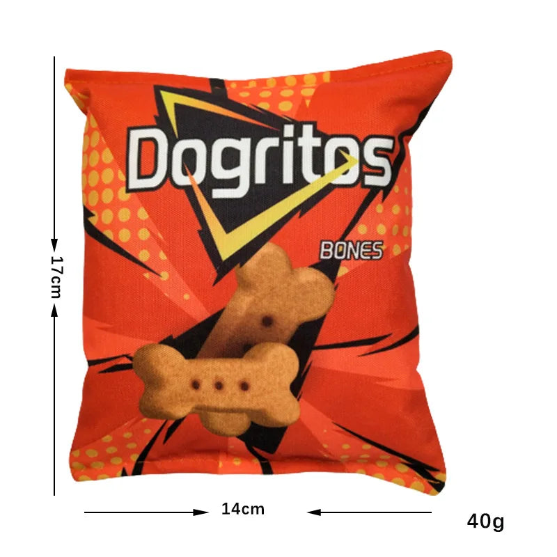 Plush Crisps Squeaky Dog Toy – Bite-Resistant Chew & Dental-Cleaning Toy for Puppies and Small to Medium Dogs