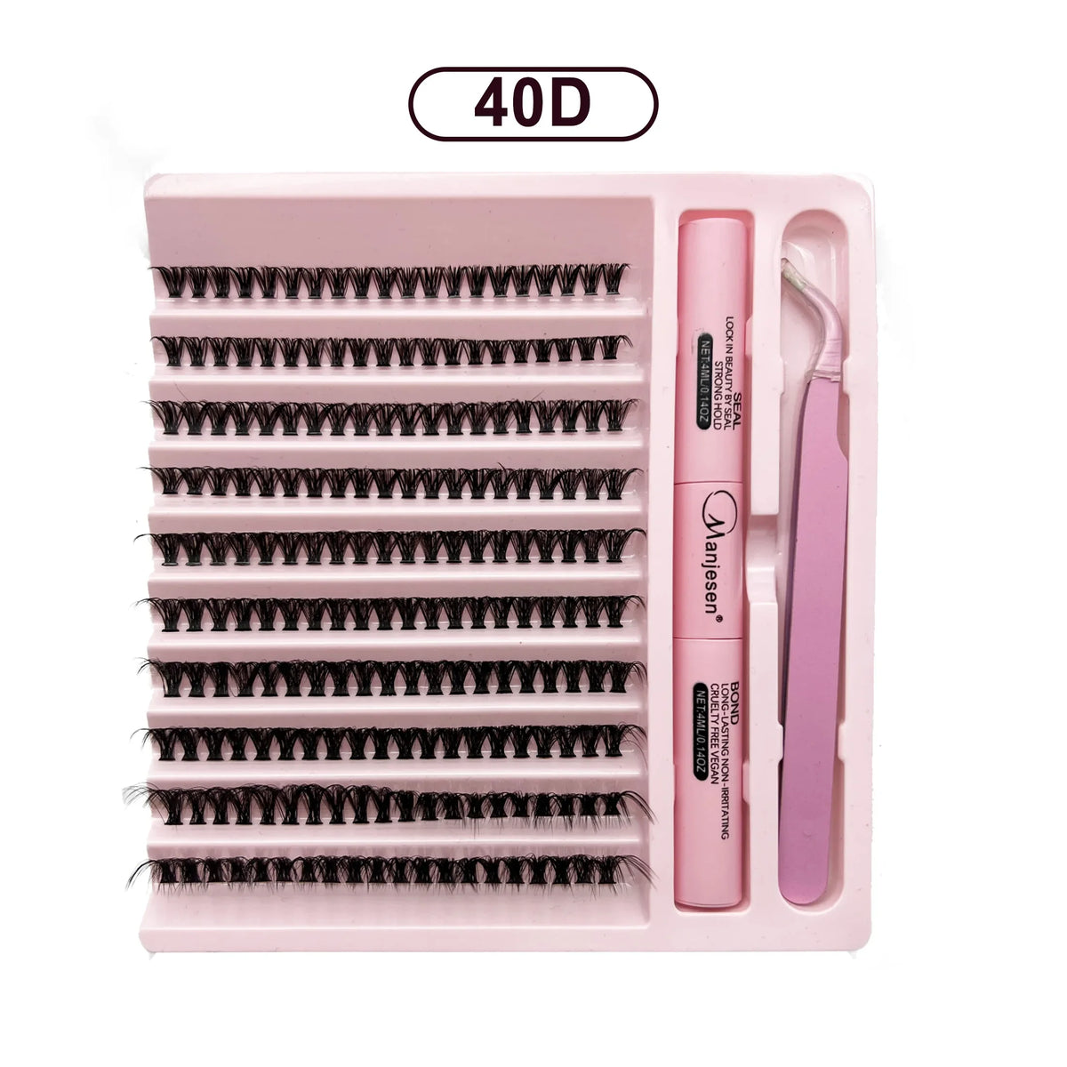 DIY Eyelash Extension Kit – Cluster Lashes with Dual-Ended Bond & Seal Glue, Tweezers and Makeup Accessories