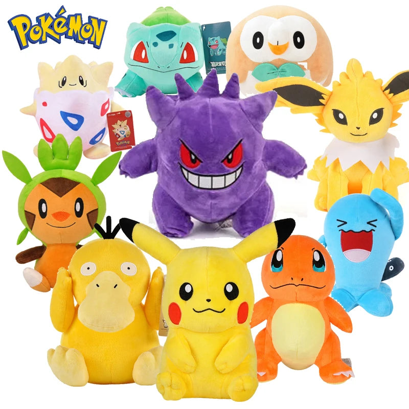 40 Styles Anime Pokemon Kawaii Plush Toys - Pikachu, Gengar, Dragonite, Piplup Cute Plushies for Kids & Christmas Gifts