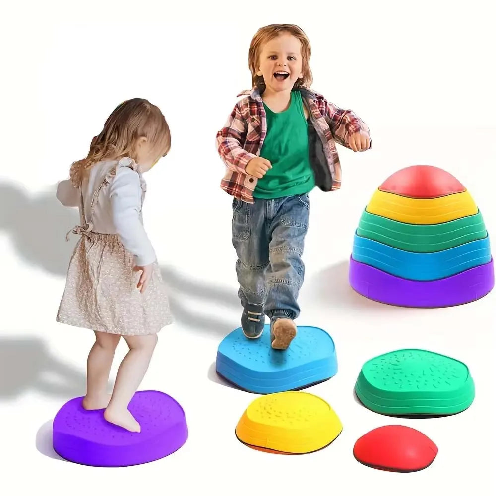 5-Pack Kids Balance Stepping Stones Playset – Montessori Sensory Steppers for Indoor & Outdoor Play