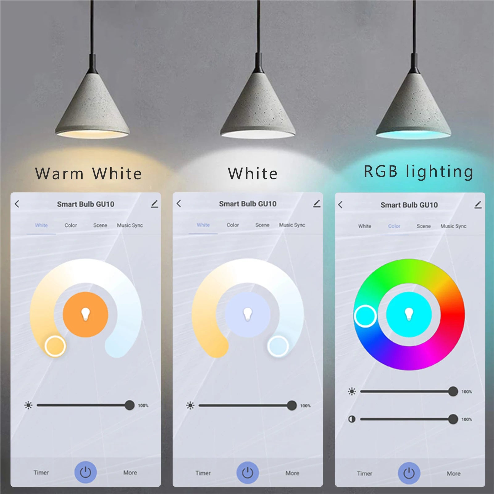 GU10 Smart LED Bulb 5W RGB+CCT WiFi & ZigBee Dimmable — Smart App Control, Voice Assistant Compatible