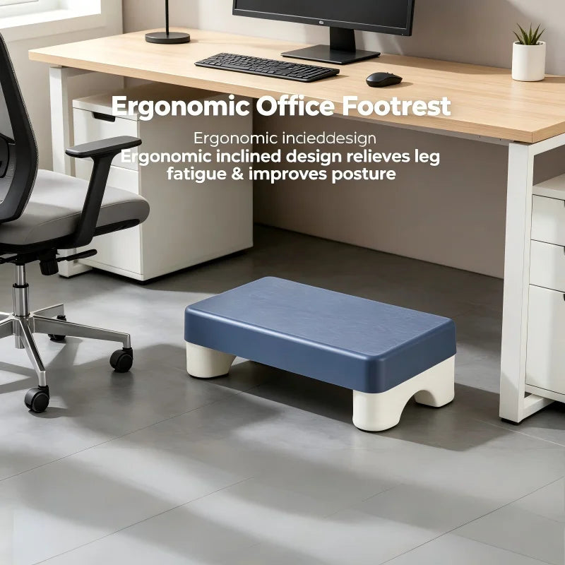 Ergonomic PP Footrest Under-Desk Foot Stool Cushioned Foot Rest for Office Home Sofa
