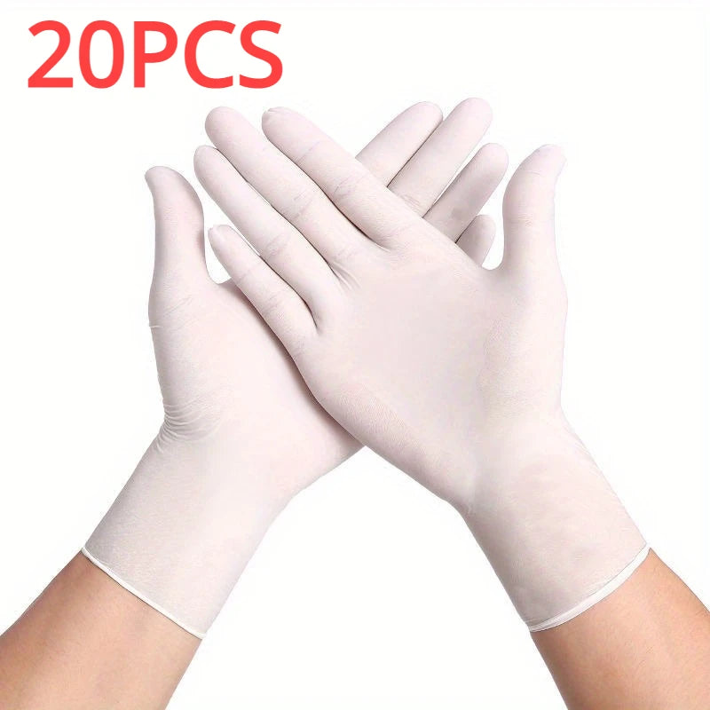White Nitrile Gloves — 20/50/100 pc Waterproof, Oil-Resistant Gloves for Cleaning, Kitchen, Gardening, Hair Dyeing & Tattoo | Sizes S-XL