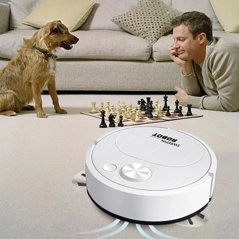 3-in-1 Mini Robot Vacuum Cleaner with Mopping & USB Charging 1500Pa Smart Wireless Floor Sweeper for Home & Office