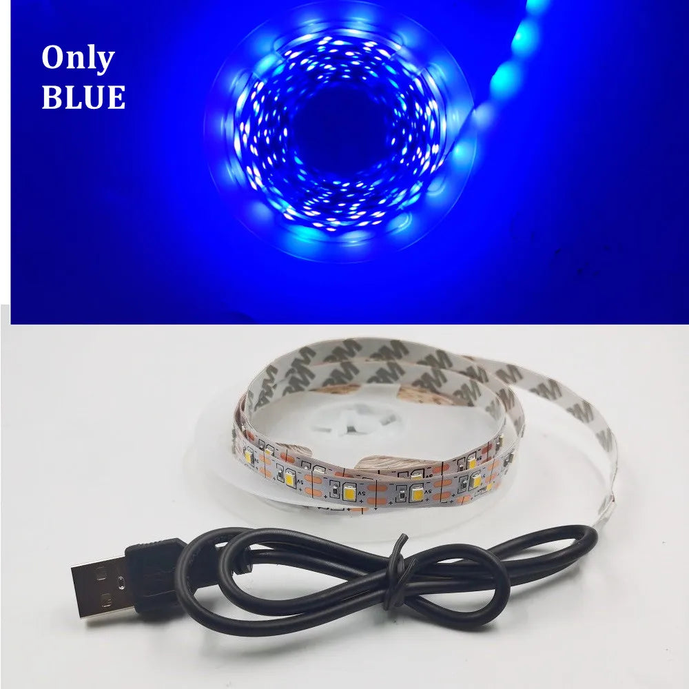 5V USB LED Strip Light 5m (16.4ft) & 1m (3.3ft) SMD3528 — Waterproof Flexible Color Strip Warm/Cool White + RGB for Cabinet, Ceiling & TV Backlight