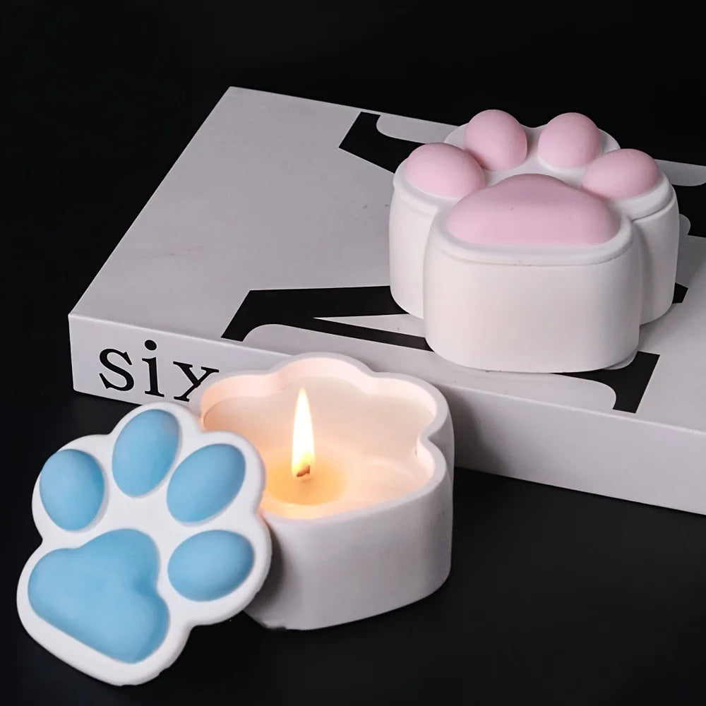 Cat Claw Silicone Mold with Lid - DIY Candle Jar, Resin & Concrete Casting Mold for Storage Box and Ashtray