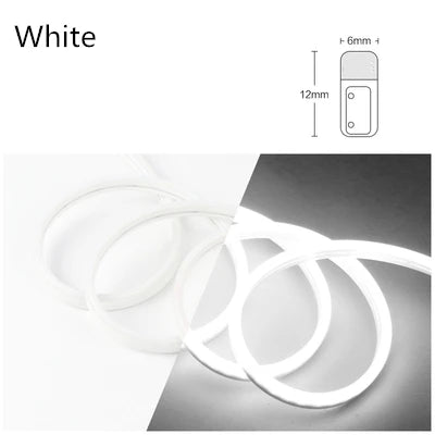 6mm LED Neon Flex Strip Waterproof Rope Light 5V/12V/24V for DIY Signs - Red Green Blue Yellow Pink White