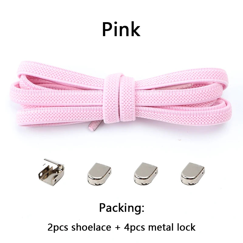 No-Tie Elastic Shoelaces with Metal Buckles – 1 Pair Quick Laces, One Size Fits All for Adults & Kids (105 cm / 41.3 in)