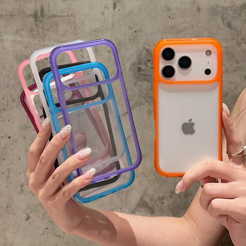 Transparent Acrylic Shockproof Bumper Case for iPhone 13/14/15/16/17/18 Pro Max - Clear Back Cover