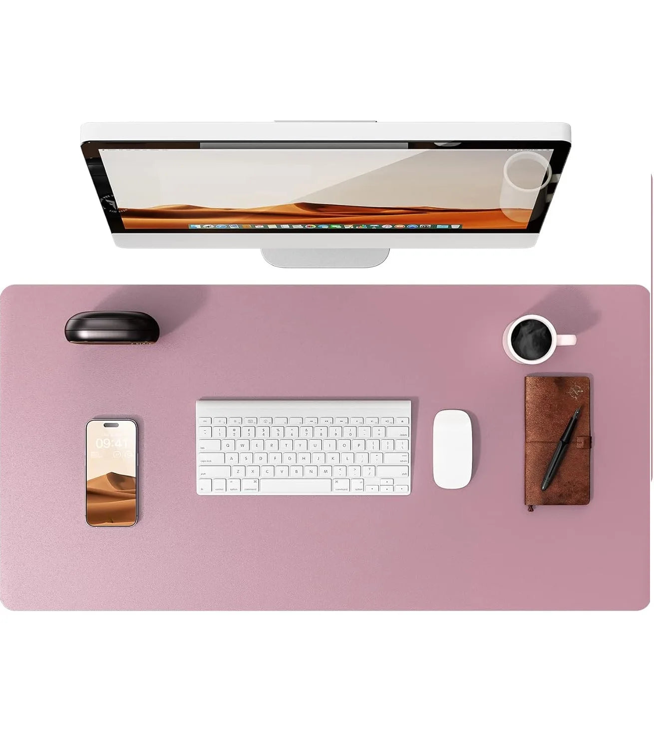 Large PU Leather Desk Pad - Non-Slip Waterproof Office Mouse Pad & Laptop Desk Mat