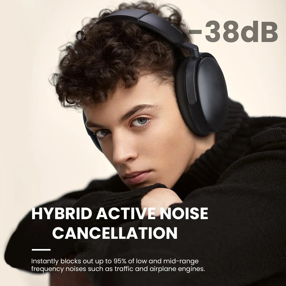 Wireless Bluetooth 5.4 Over-Ear Headphones — 40mm Hi-Res Drivers, ENC Mic, -40dB ANC, Up to 100-Hour Battery