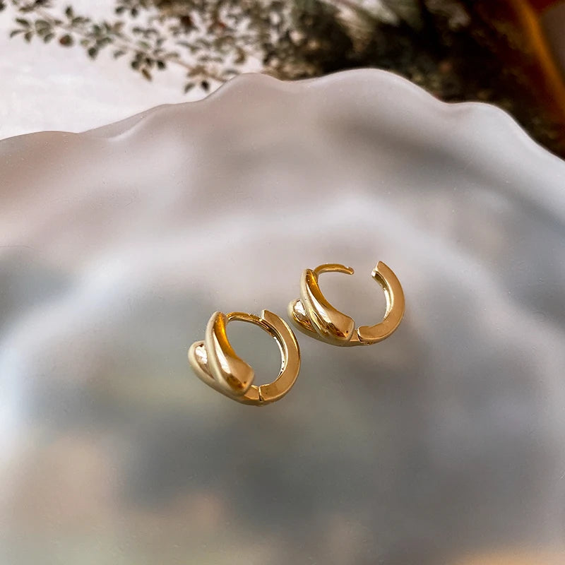 Chunky Round Hoop Earrings for Women & Teen Girls - Smooth Metal Statement Circle Hoops in Gold or Silver
