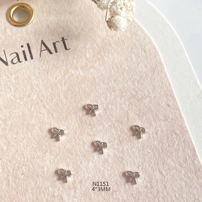 10-Pack Gold & Silver Bow Nail Charms Alloy Bowknot Nail Art Decorations