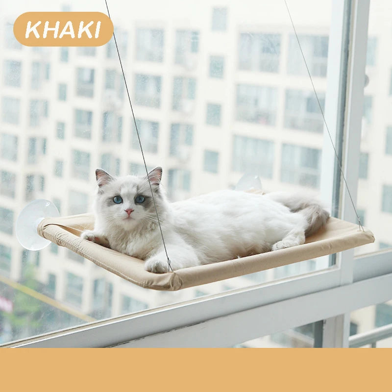 Window-Mounted Cat Hammock 55 x 35 cm (21.7 x 13.8 in) Hanging Cat Bed for Cats & Kittens — Sunny Window Seat, Supports 20 kg (44 lb)