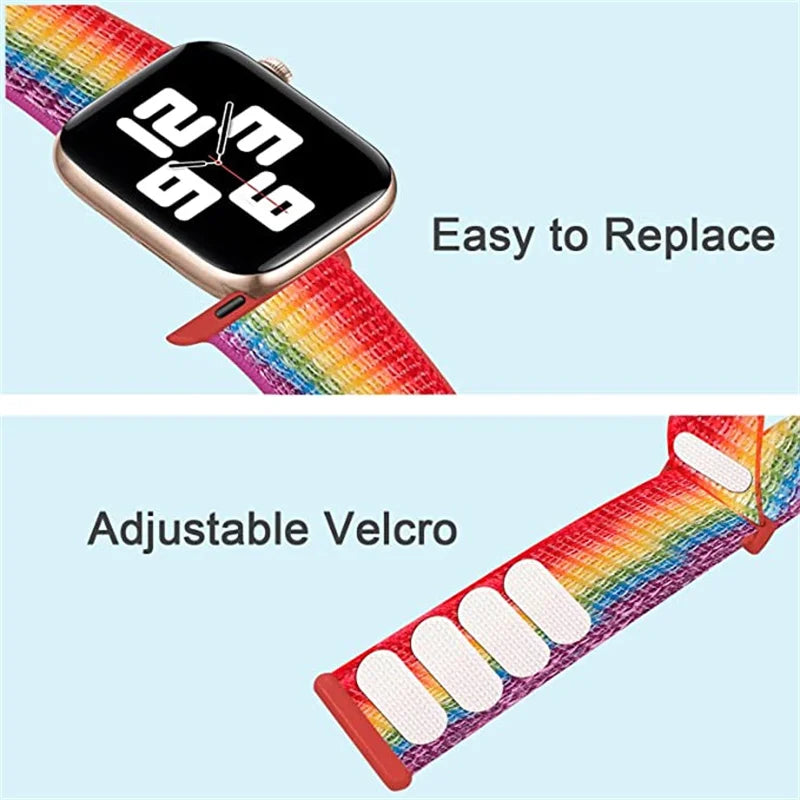 Nylon Braided Breathable Watch Band – Fits 38/40/41/42/44/45/46/49 mm (1.50–1.93 in) Smartwatches