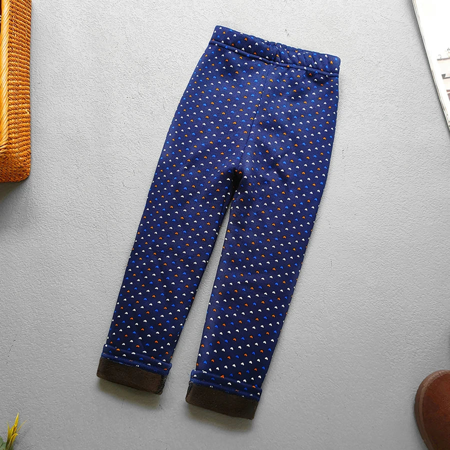 Girls Floral Fleece-Lined Leggings - Thick Warm Winter Pants for Toddlers and Kids (2-11 Years)