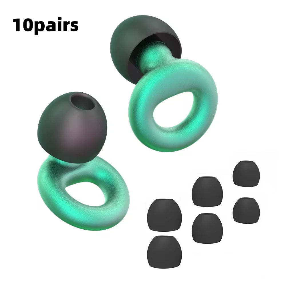 Silicone Earplugs 4 Pairs - Reusable Hypoallergenic Ear Plugs for Swimming & Sleep Noise Reduction (XS S M L)