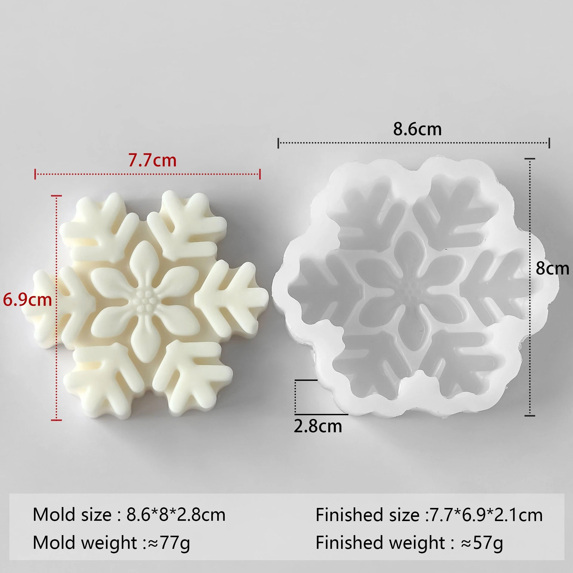 3D Snowflake Silicone Mold - DIY Candle, Soap & Wax Melt Mold for Christmas Crafts, Aroma Stones & Holiday Home Decor