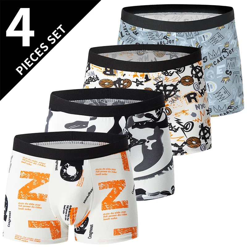 4/5-Pack Men's Printed Boyshort Swim Trunks – Comfortable Plus-Size Beach & Swim Shorts
