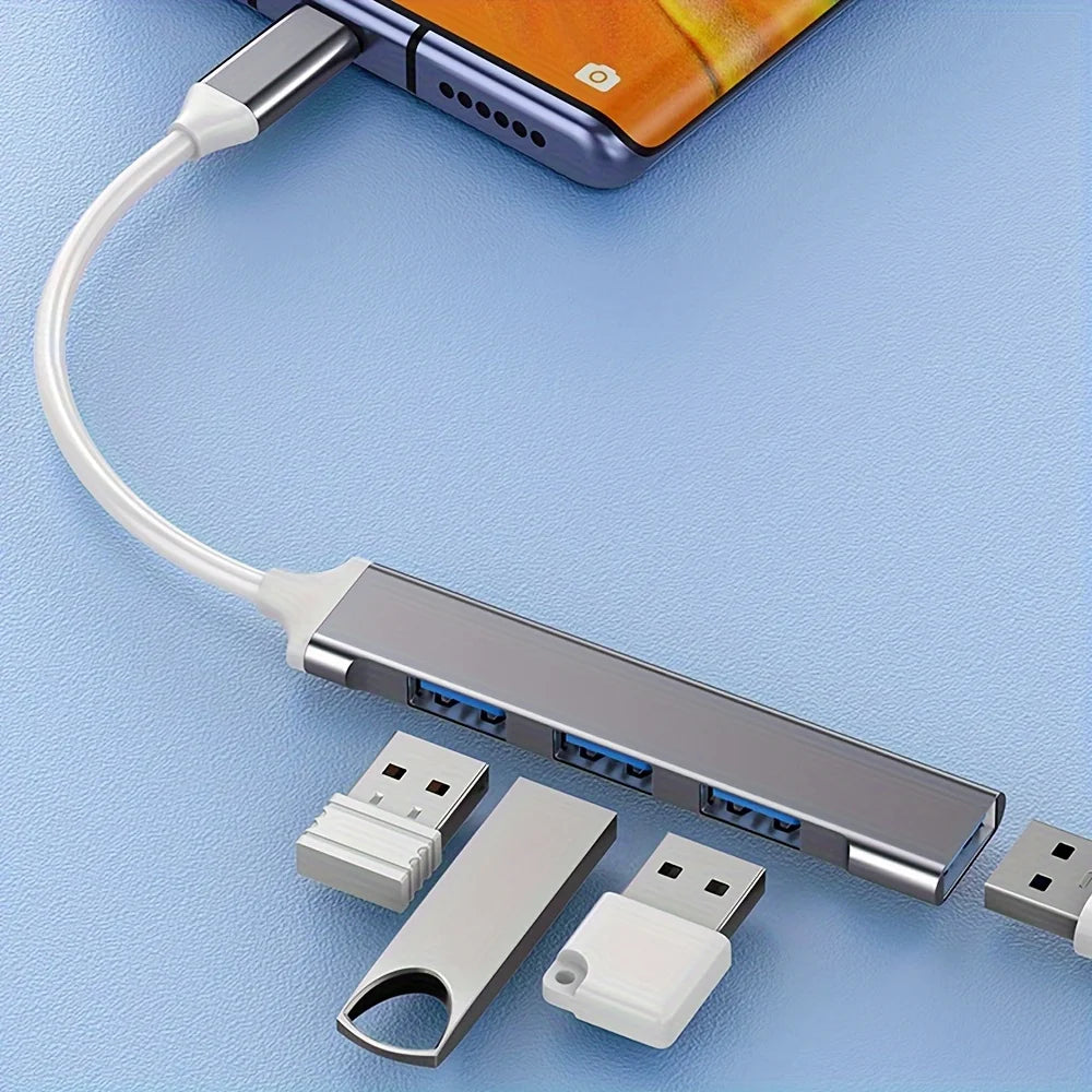 4-Port USB-C Hub OTG Adapter for Laptops, Tablets & Phones — USB 2.0