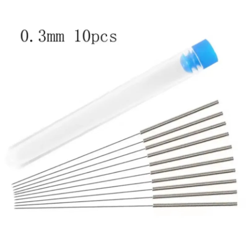 3D Printer Nozzle Cleaning Kit Stainless Steel Needles 0.2/0.3/0.4/0.5/0.6/0.8/1.0mm 10-Pack