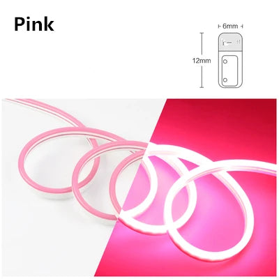 6mm LED Neon Flex Strip Waterproof Rope Light 5V/12V/24V for DIY Signs - Red Green Blue Yellow Pink White