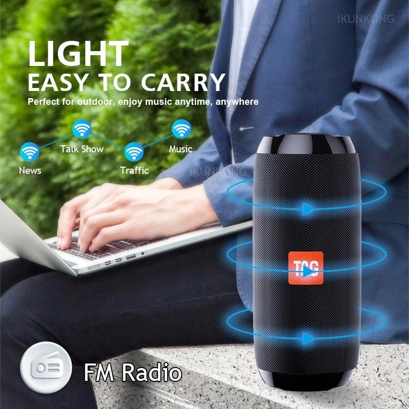 Portable Wireless Bluetooth Speaker 10W — TWS, FM Radio, IPX5 Waterproof, 1200mAh Handsfree