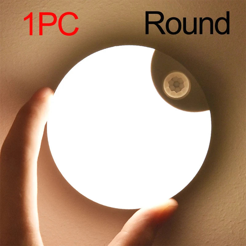 Rechargeable Motion Sensor Night Light Magnetic USB LED Wall Lamp for Bedroom, Hallway, Closet, Stairs & Bathroom