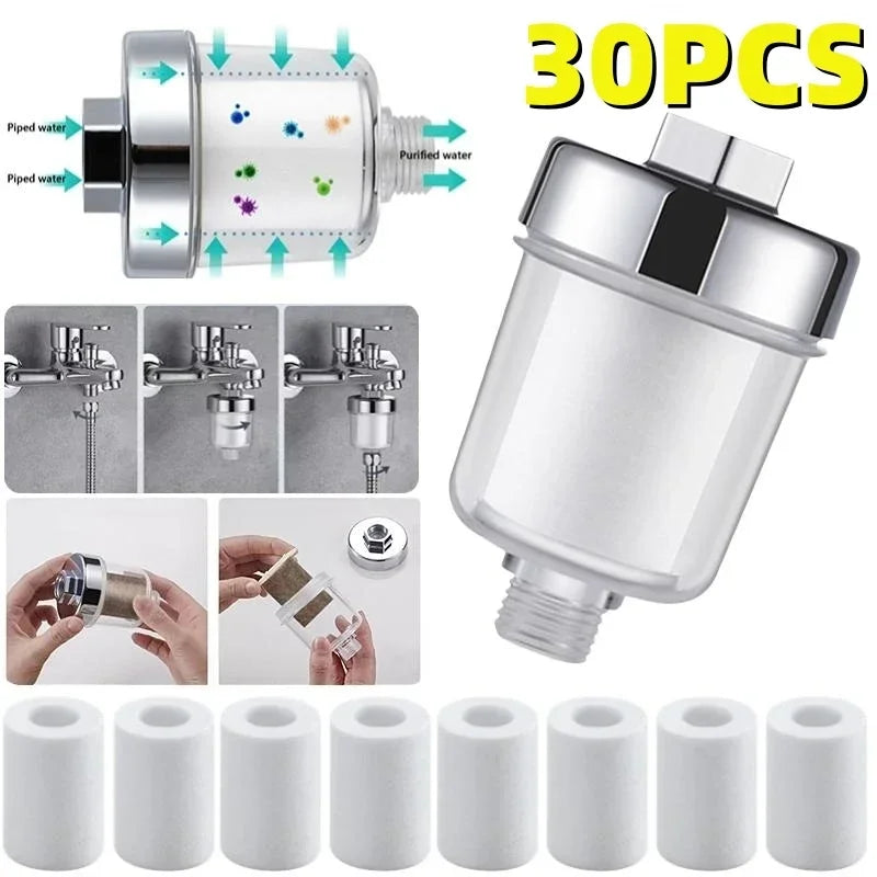 Universal Faucet & Shower Water Filter Kit – 5 Micron PP Cotton Transparent Inline Filter for Kitchen & Bathroom