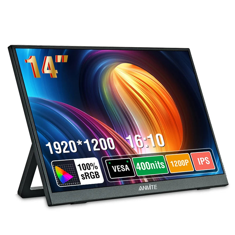 14-Inch (35.6 cm) Portable Monitor — 16:10 WUXGA 1920x1200 HDR10 IPS 400 nits 60Hz USB-C & HDMI (Touch Optional)