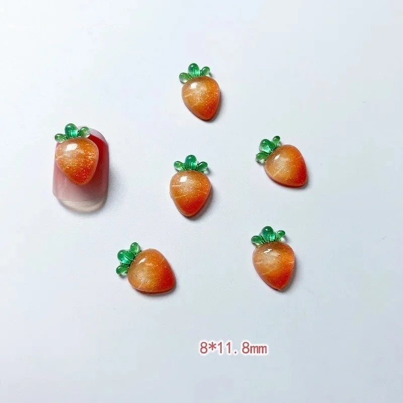 20-Pack 3D Mini Red Cherry Nail Charms Resin Nail Art Decorations for DIY Manicure
