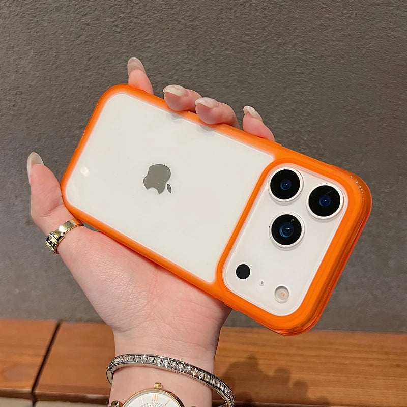 Transparent Acrylic Shockproof Bumper Case for iPhone 13/14/15/16/17/18 Pro Max - Clear Back Cover