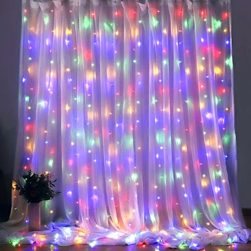 LED Fairy Curtain String Lights 8-Mode Remote USB Festoon for Christmas and Holiday Home Decor