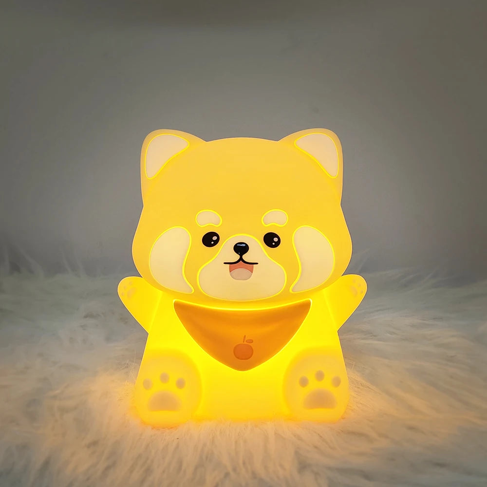 Cute Panda & Lion Silicone LED Night Light – USB Rechargeable Bedside Timer Lamp for Kids & Babies, Perfect Birthday Gift