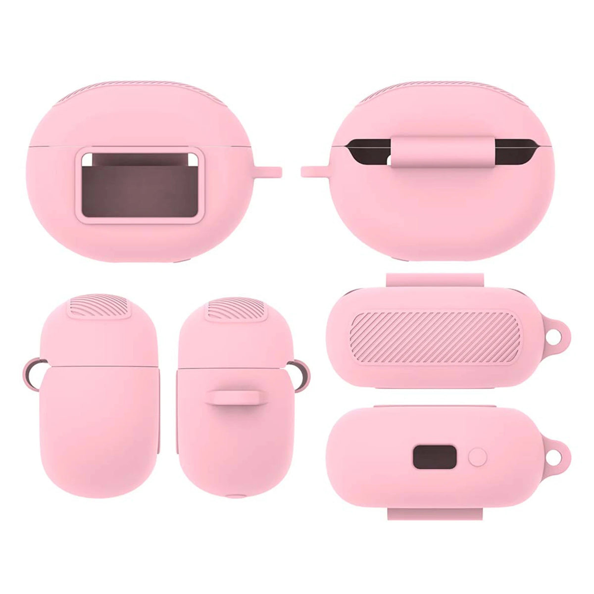 Silicone Shockproof Earbud Case with Carabiner - Anti‑Slip Protective Cover for True Wireless Charging Case