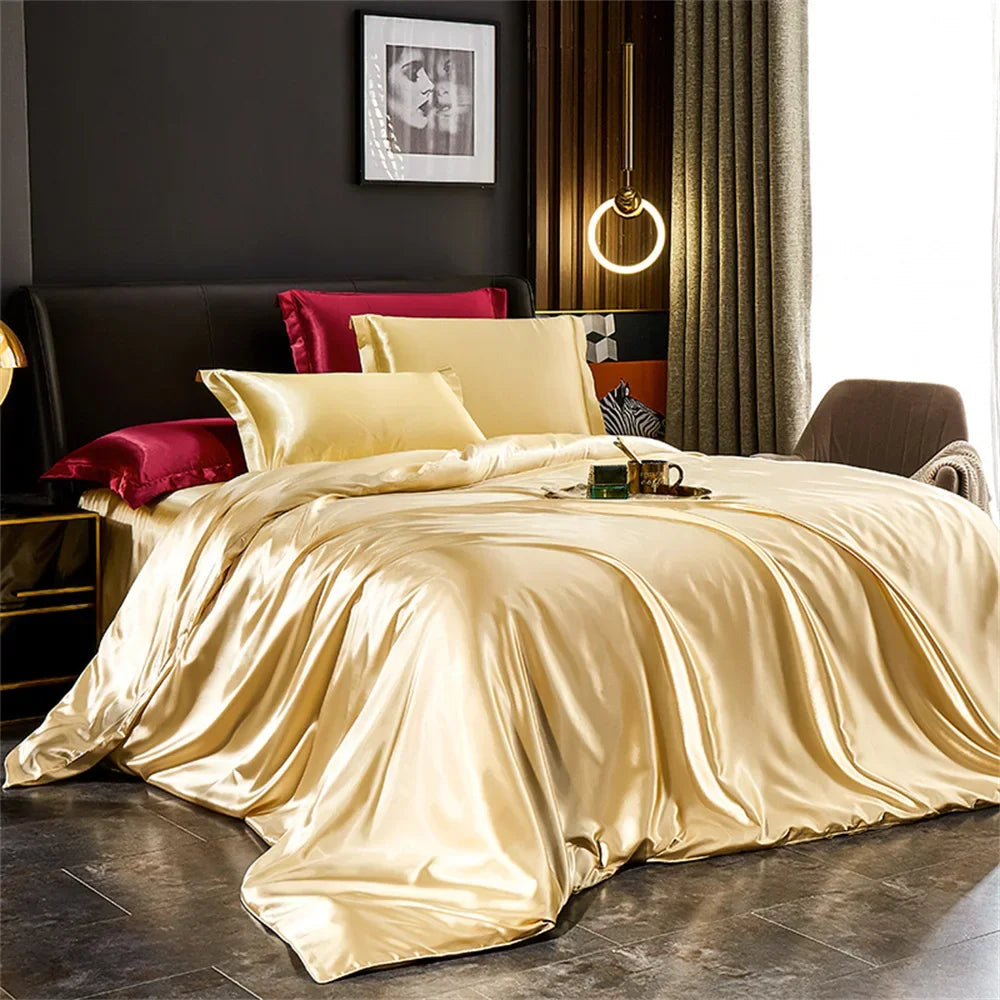 Luxury Silk-Feel Satin Bedding Set - Duvet Cover, Bed Sheet & Pillowcases - Twin/Full/Queen/King (3-5 Pc)