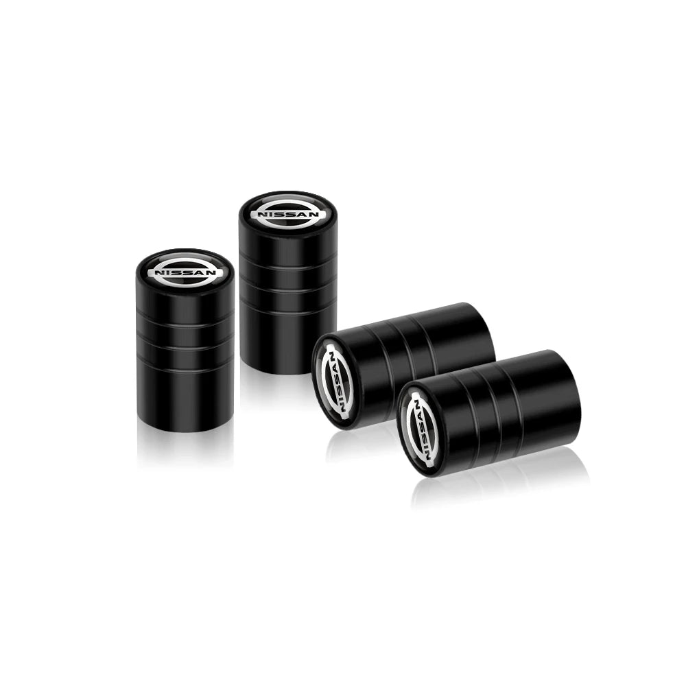 4-Pack Metal Tire Valve Stem Caps – Aluminum Alloy Wheel Valve Covers, Universal Fit (Silver/Black)