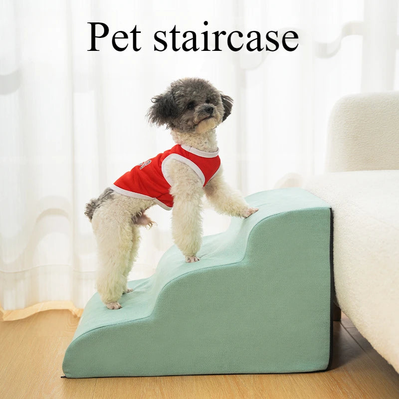 2- or 3-Step Memory Foam Pet Stairs — Removable Washable Cover Dog & Cat Ramp for Sofa and Training