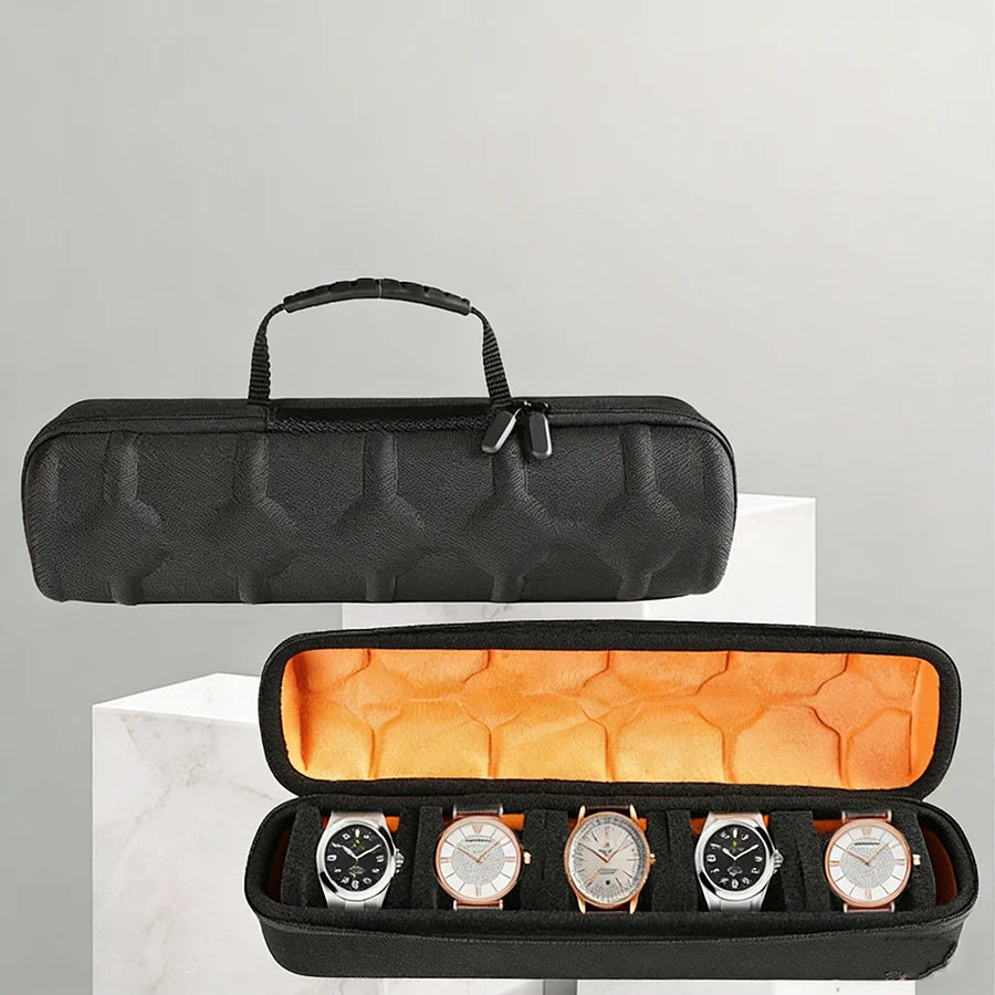 Portable Watch Travel Case and Organizer with Anti-Movement Inserts - Watch Storage Box for Wristwatches