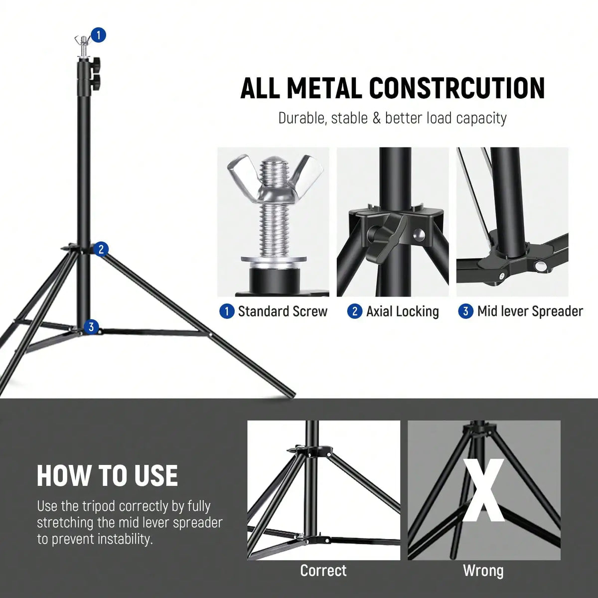 Adjustable Photo Backdrop Stand 10 x 7 ft (305 x 213 cm) Metal Background Support Kit with 4 Crossbars & 4 Clamps – Weddings, Parties, Studios