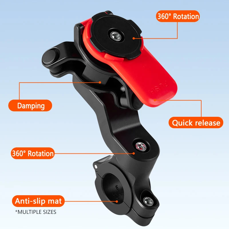 Universal 360° Rotating Motorcycle & Bicycle Phone Holder – Detachable Adjustable Mount for 4.7–7.2 in Phones, Fits 22.2–28.6 mm Handlebars