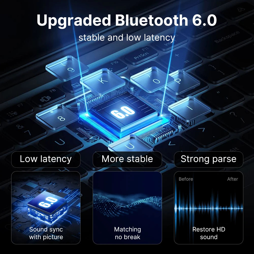 Bluetooth 5.4/6.0 USB Adapter Mini Audio Transmitter Receiver USB 2.0 Plug & Play for Windows 10/11/8