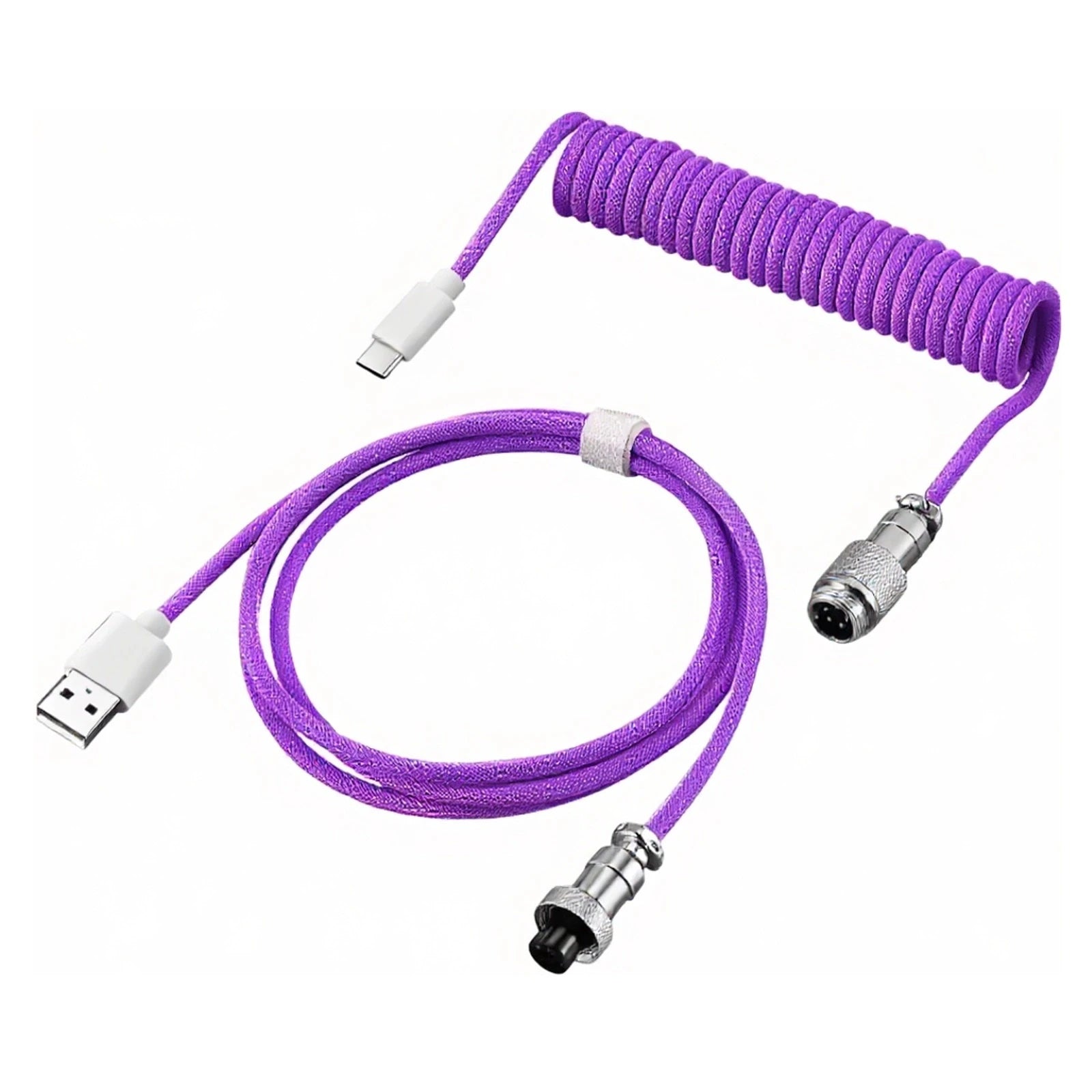 Coiled USB-C Keyboard Cable with Detachable Aviator Connector — 3 m (9.8 ft) Mechanical Keyboard Cord