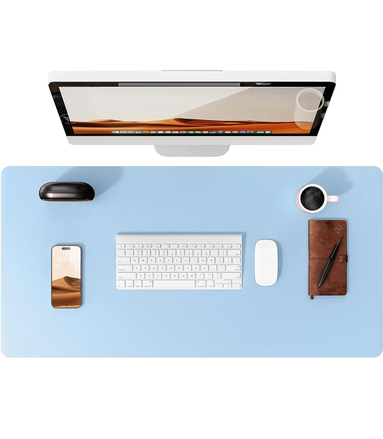 Large PU Leather Desk Pad - Non-Slip Waterproof Office Mouse Pad & Laptop Desk Mat