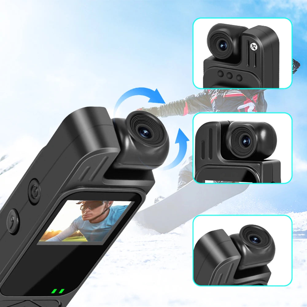 1080P Mini Camera with Infrared Night Vision & 180° Rotating Lens — Portable Body Camera with 1.3-inch Screen, Type-C, 1200mAh, Supports up to 128GB