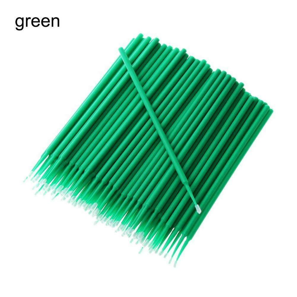 Pack of green disposable micro paint brushes arranged in a bundle