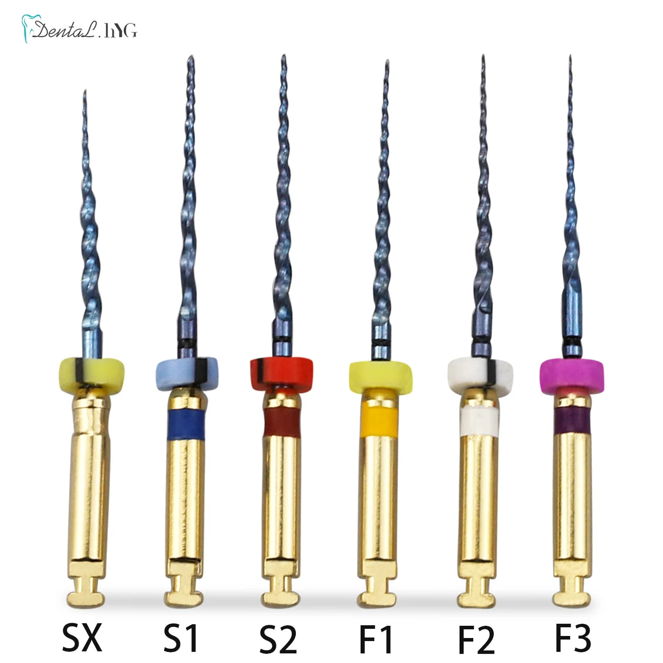 Gold-Coated NiTi Rotary Root Canal Files 6-Pack - Endodontic Files 19mm (0.75in) & 21mm (0.83in)