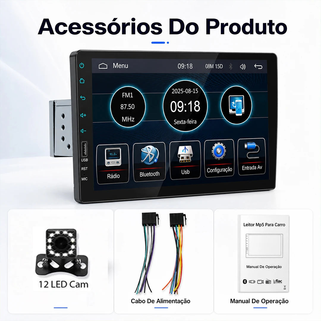 9-Inch (23 cm) 1-DIN Car MP5 Stereo Bluetooth Touchscreen Radio Mirror Link FM Multimedia Player