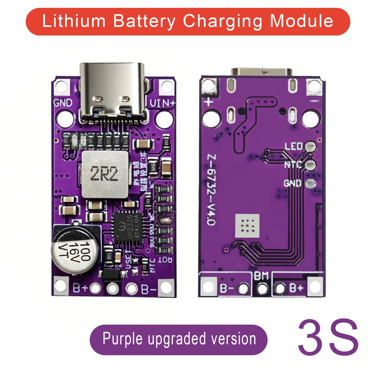 Type-C USB 2S/3S 15W Li-ion BMS Charging Module 8.4V/12.6V Balanced Fast Charge Boost Board for DIY Charger PCB