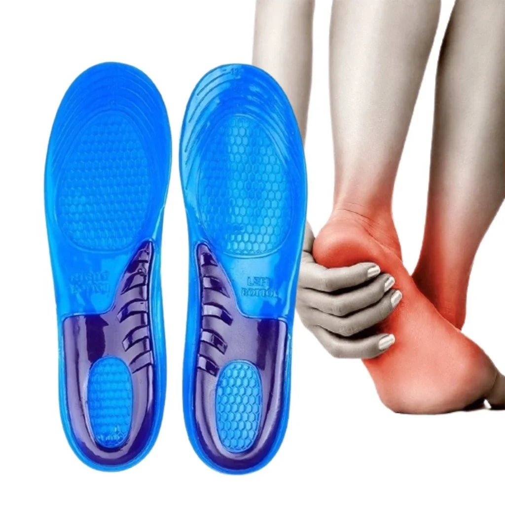 Anti-Impact Silicone Gel Orthopedic Insoles – Shock-Absorbing Foot Pads, Adjustable Fit EU 35–43 (24–28 cm / 9.4–11.0 in)
